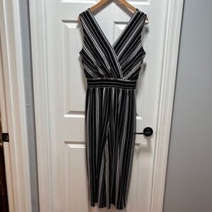 AGB Wide leg Jumpsuit Monochrome Striped medium black white